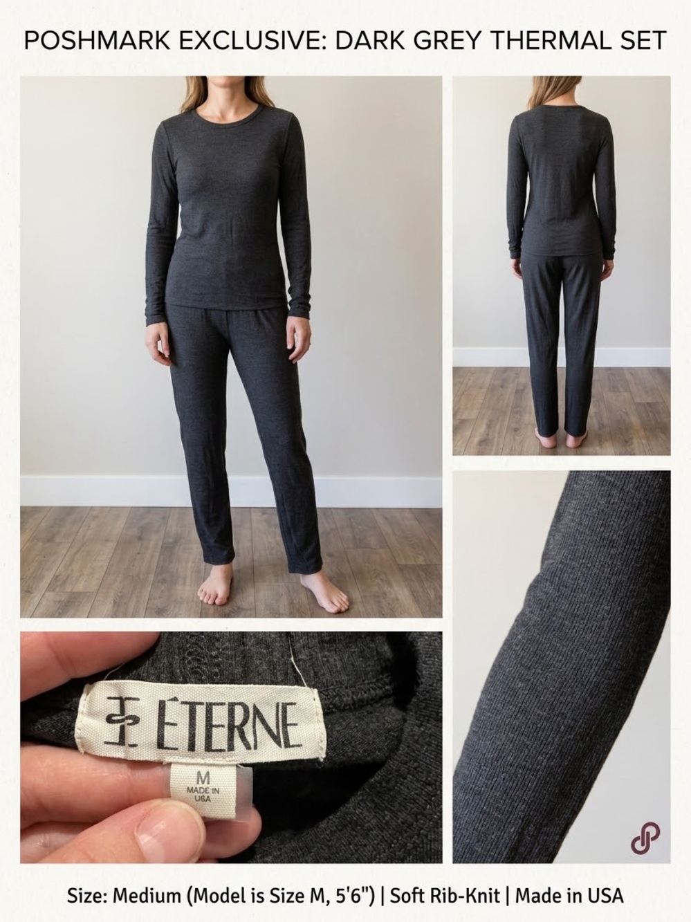 Eterne Dark Grey Long-Sleeve Thermal Loungewear Set